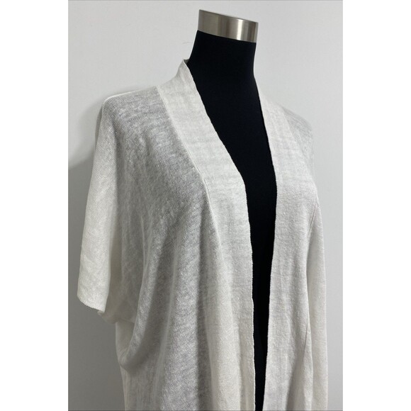Eileen Fisher Cardigan Sweater Women's XL Cream Ivory 100% Linen Open Front - Picture 3 of 11